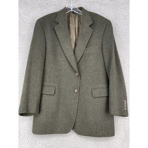 Jos A Bank Mens 44S Camel Hair Blazer Olive Green 2 Button Single Vent